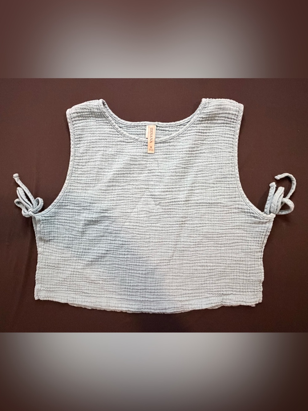 ZENANA - Sleeveless Gauze Crop Top with Side Ties
